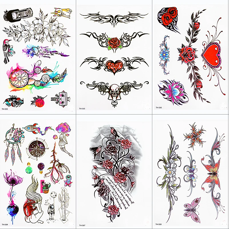 Waterproof Temporary Tattoo Sticker Butterfly Flower Wing Fake Tatto Flash Tatoo Tatouage Temporaire Back Chest For Women Girl waterproof temporary tattoo sticker chest lace henna mandala flash tattoos wolf diamond flower body art arm fake tatoo women men