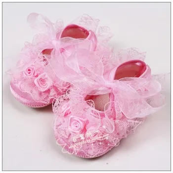 

Hot sale baby girls princess Pre walking sweet infant rose flower decoration first walk shoes lace baby shoes free shipping