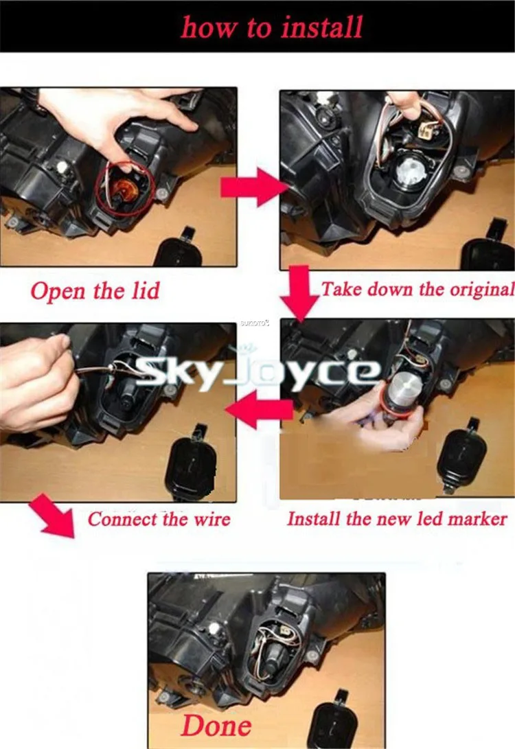 SUKIOTO Car LED Marker Angel Eyes Kit 6500K White Auto Headlight Bulb For E39 E60 E61 E65 X3 X5 Car Styling E39 LED Angel Eyes (12)