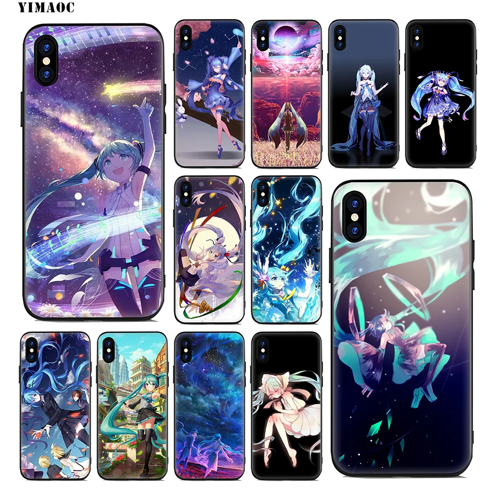 YIMAOC Hatsune Miku Anime Soft Silicone Case for iPhone 11 Pro Xr Xs Max X or 10 8 7 6 6S Plus 5 5S SE Cover |
