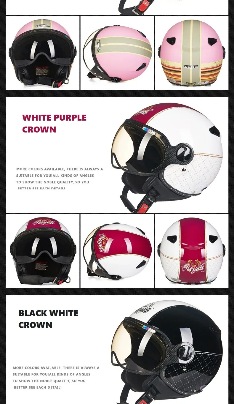 ZEUS бренд 210C мотоциклетный шлем, шлем с открытым лицом, ретро-шлем для мотокросса, солнцезащитный козырек, Casco Capacete