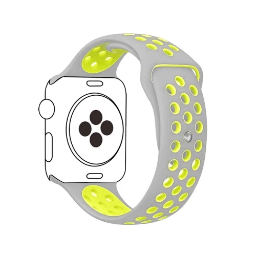 Спортивный силиконовый ремешок для apple watch группа 4 5 44 мм 40 мм, 42 мм, 38 мм, версия наручных часов iwatch, 5/4/3/2/1 ремень браслет резиновый ремешок для часов аксессуары - Цвет ремешка: silver yellow 18