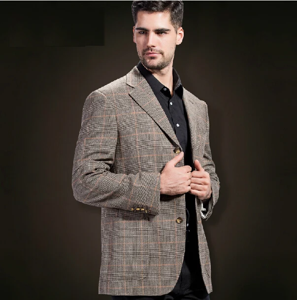 New Fashion Slim Fit Mens Designer Oak Brown Tweed