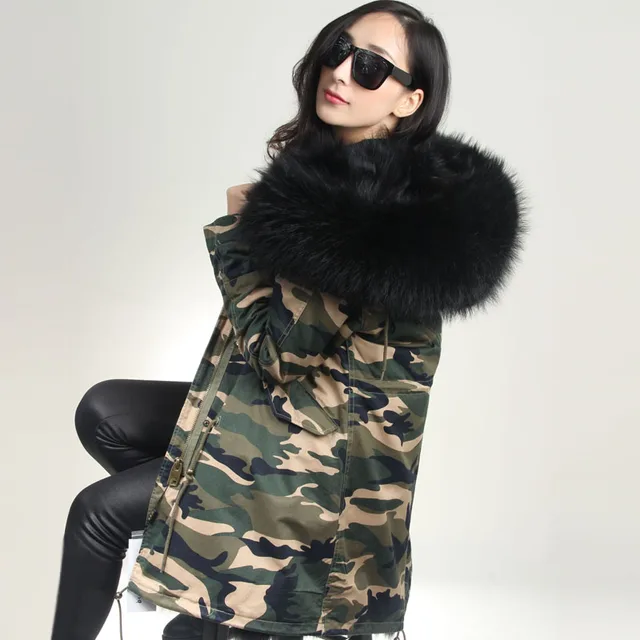 Cheap Parka Liner Real Fox Fur coat Hooded Army Green Jacket Women Winter Coat 2016 Natural Fox Fur Lining Coat parka Whole Peel