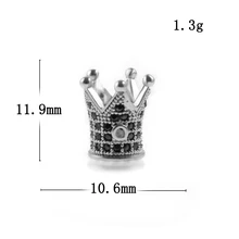 

NEW Jewelry Making Supplies Copper Micro Pave CZ Rhinestone Crown Beads For DIY Beaded Bracelets Findings Bead Accessories