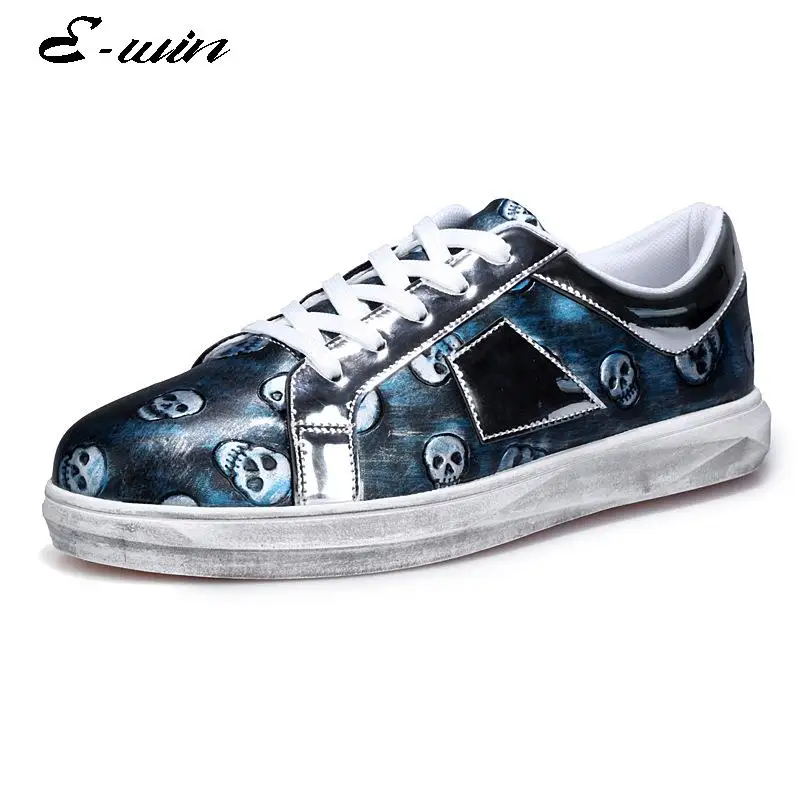 2016 New Brand Design Mens Skull Canvas Lace-up Fashion Sneakers Mens Casual Sport Shoes Plus Size 39-44 zapatillas deportivas