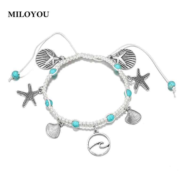 Miloyou Boho волна Морская звезда в виде ракушки женские браслеты для щиколотки Модные