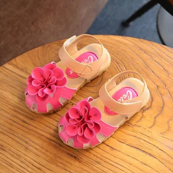 

HaoChengJiaDe Children's Shoes Summer New Kids Shoes Lovely Flower Shoes Fashion Girl Sandals Magic Baby Shoes For Size 21-30