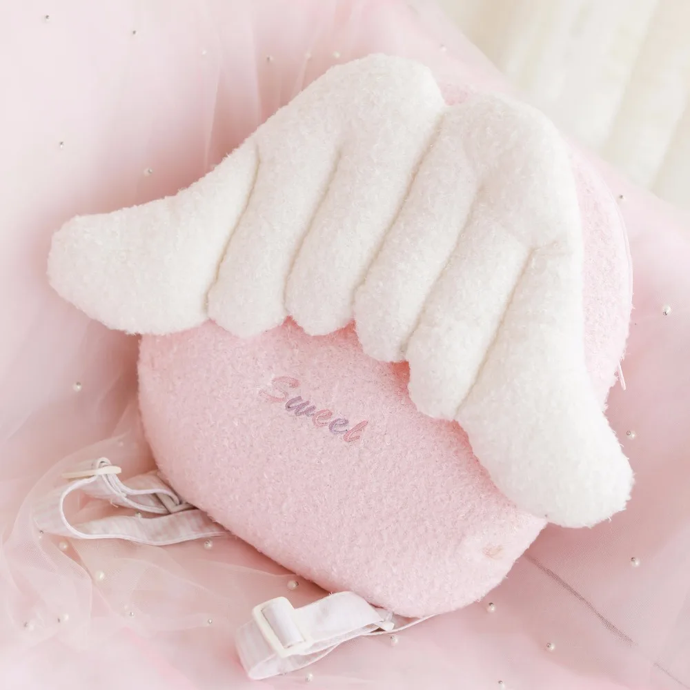 Розовые крылья ангела плюшевые рюкзаки kawaii дизайнерская сумка через плечо с