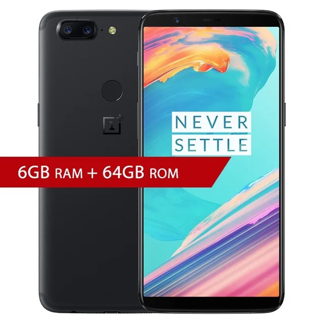 Универсальный ПЗУ OnePlus 5 T 5 T 6/8G ram 64/128 rom мобильный телефон Snapdragon 835 6,0" 20MP+ 16MP задняя камера 4G мобильный телефон - Цвет: 6GB 64GB Black