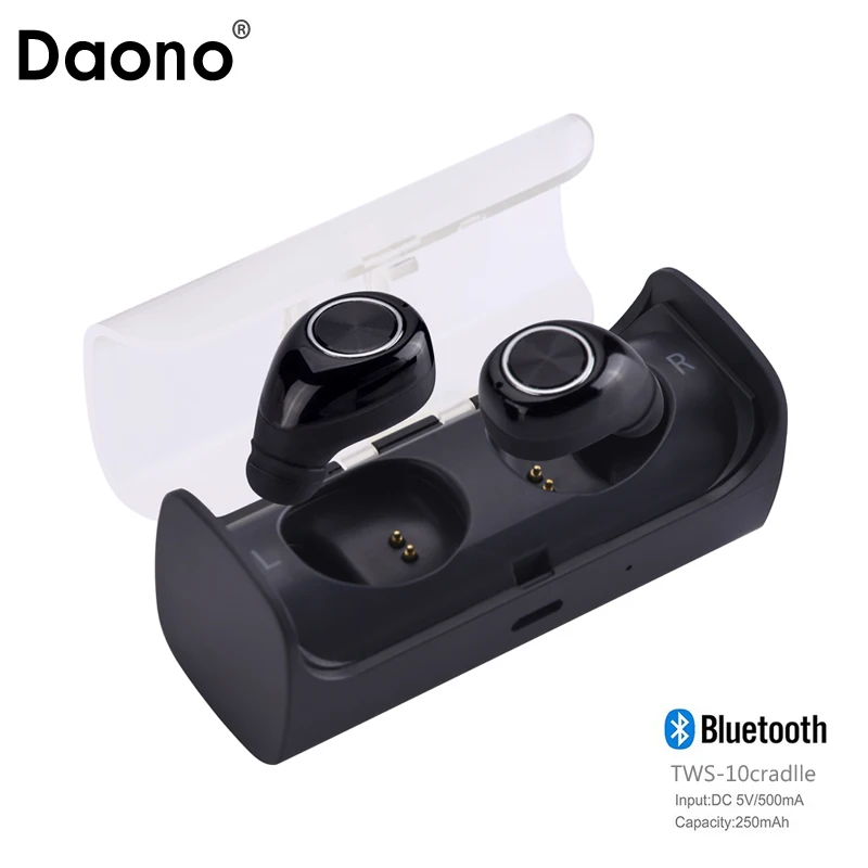 Daono tws10 Bluetooth наушники True Беспроводной мини стерео наушники с зарядки гнездо воспроизводить музыку гарнитура