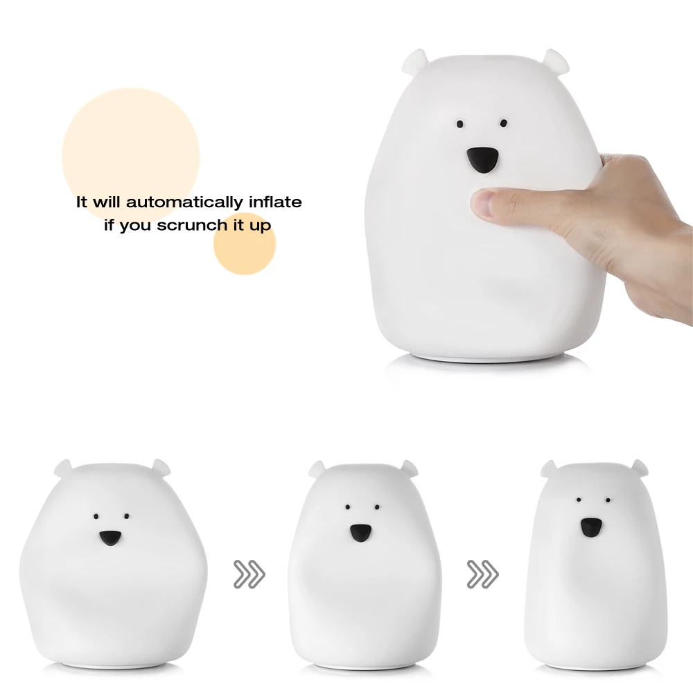 2019 Оригинальный светодиодный большой медведь силиконовый светильник детский перезаряжаемый ночник Рождественский подарок для детей