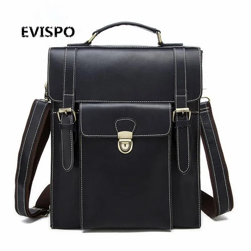 100 Real Genuine Leather men Backpacks Crazy Horse Cowhide School men Strap font b Laptop b