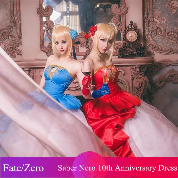 Аниме! Fate/Zero Type-moon Saber Nero 10-летнее платье лолиты форма косплей костюм для женщин