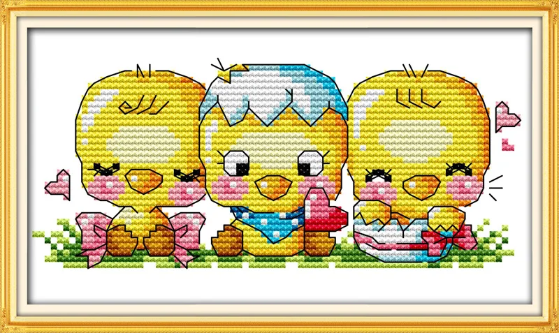 

The chicken sit in rows, counted printed on fabric DMC 14CT 11CT Cross Stitch kits,embroidery needlework Sets Home Decor
