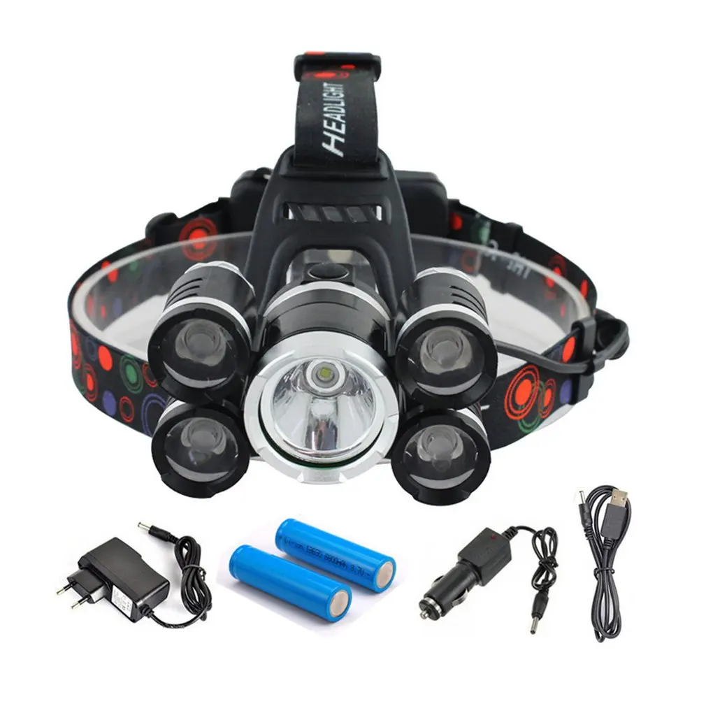 

5 LED Headlamp Fishing Headlight 1 * XML-T6 & 4 * XPE 4 Modes Strong Light Lamp Waterproof Head Torch Flashlight Head Lamp