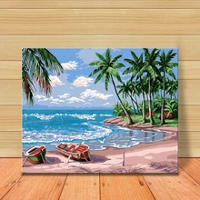 MOLEK отдых пляж морской пейзаж DIY картина маслом по номерам окрашивание Ручная роспись современный настенный постер картины для домашнего декора