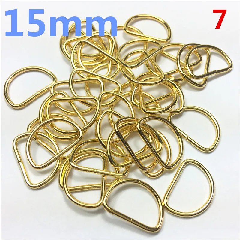 7   15mm gold Unwelded Leather Bags Metal Crafts D Rings