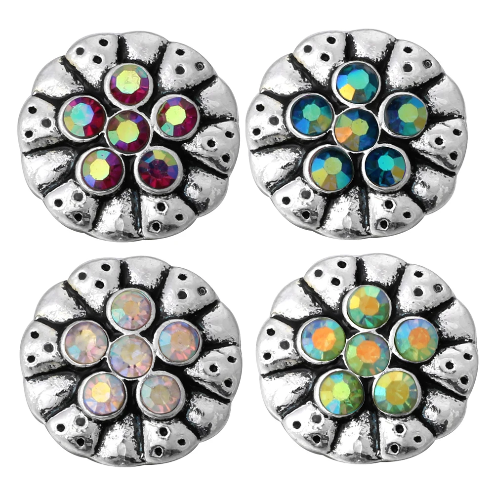 10pcs/lot New Mixed Snap Button Jewelry DIY Rhinestone Flower 12mm Buttons Fit Bracelet Bangle Necklace Accessories | Украшения и