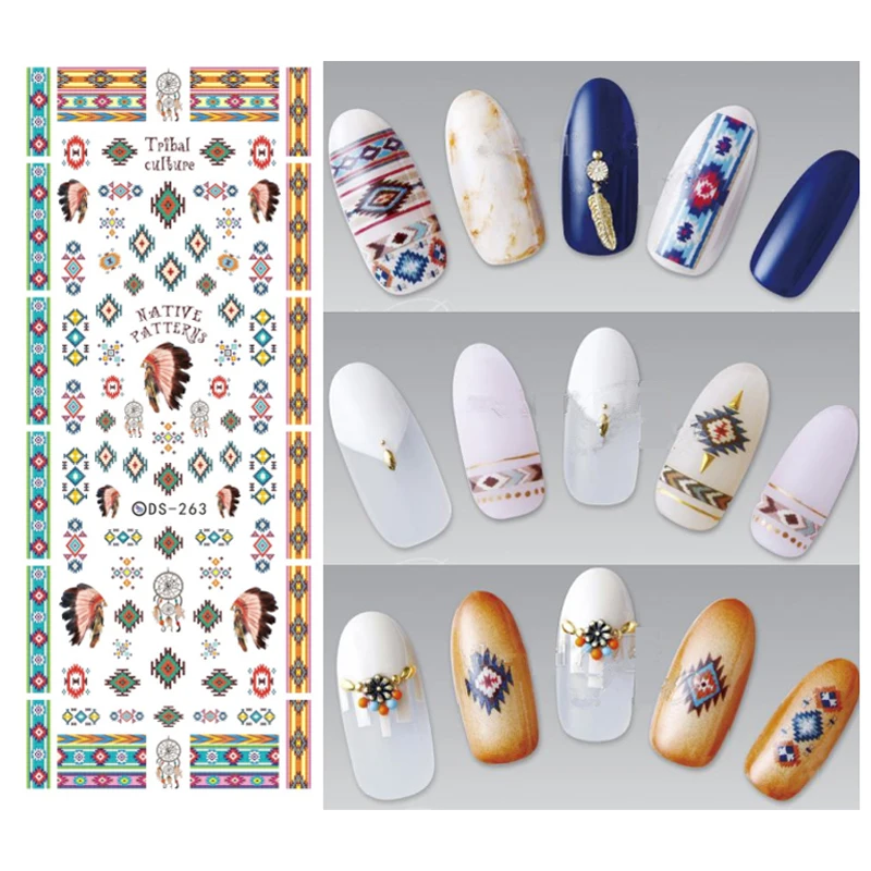 5sheet Indian Style Design Water Transfer Nails Art Sticker
