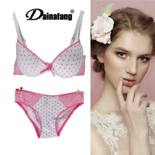 Брендовое удобное хлопковое нижнее белье соблазнительные комплекты белья комплект нижнего белья пуш-ап для молодых девушек, бюстгальтер с принтом в горошек, комплект sutia