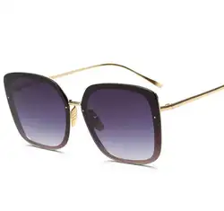 Высокое качество оттенков Очки UV400 Для женщин мода квадратный без оправы Солнцезащитные очки для женщин Для женщин Винтаж Брендовая