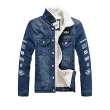 Зимняя мужская флисовая джинсовая куртка модного размера плюс берберский флис Толстая Повседневная джинсовая куртка пальто для мужчин пальто M~ 5XL DC4F5131