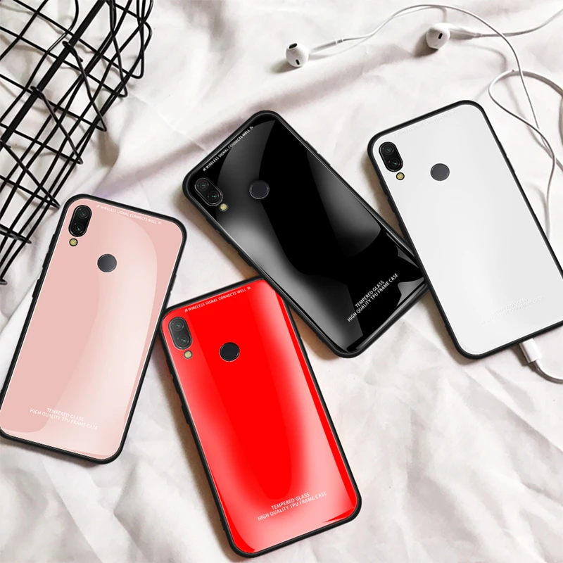 

Couple Tempered Glass Case For Huawei Honor 10i 20i 10 20 Lite 7A 7C P30 Pro P20 Lite Y5 Y6 Y7 Prime 2018 Pure Color Glass Cover