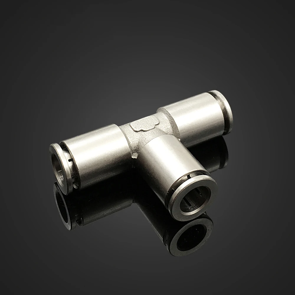 

4/6/8/10/12/14/16mm Tee Pneumatic Nickel Plated Brass Push In Quick Connector Release Air Fitting Plumbing