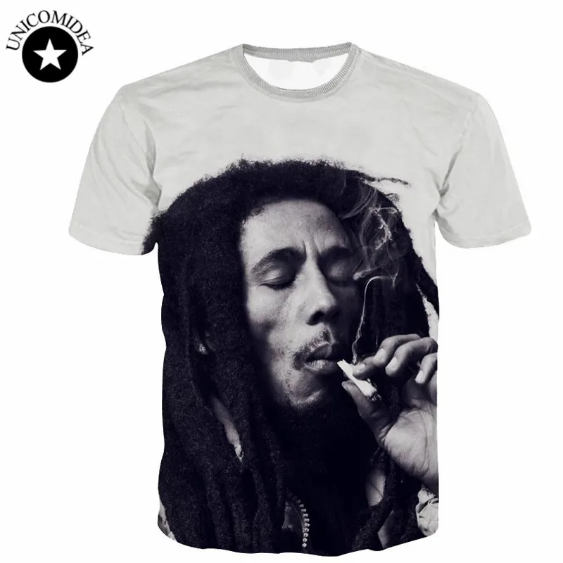

Unicomidea Bob Marley 3d T Shirts Summer Tops Tees Hip Hop T-Shirt Men's Streetwear