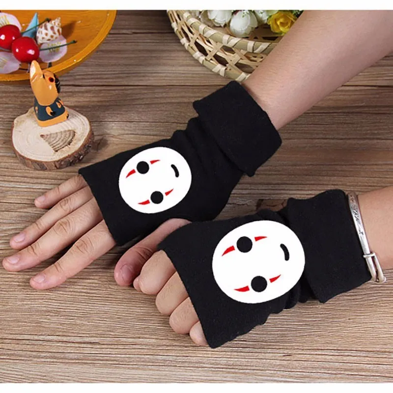 Зимняя аниме унесенная спиралью хлопковая перчатка перчатки без пальцев Мультяшные перчатки рукавицы унисекс косплей подарок