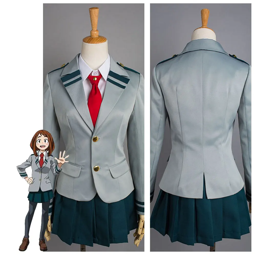 

(In Stock) Boku no Hero Academia OCHACO URARAKA Cosplay Costume My Hero Academia Asui Tsuyu Cosplay Costume School Uniform Dress