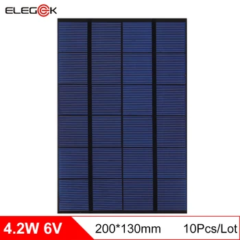 

ELEGEEK 10pcs 4.2W 6V DIY Solar Cell Panel Polycrystalline Mini Solar Panel Battery for Test and Education 200*130mm