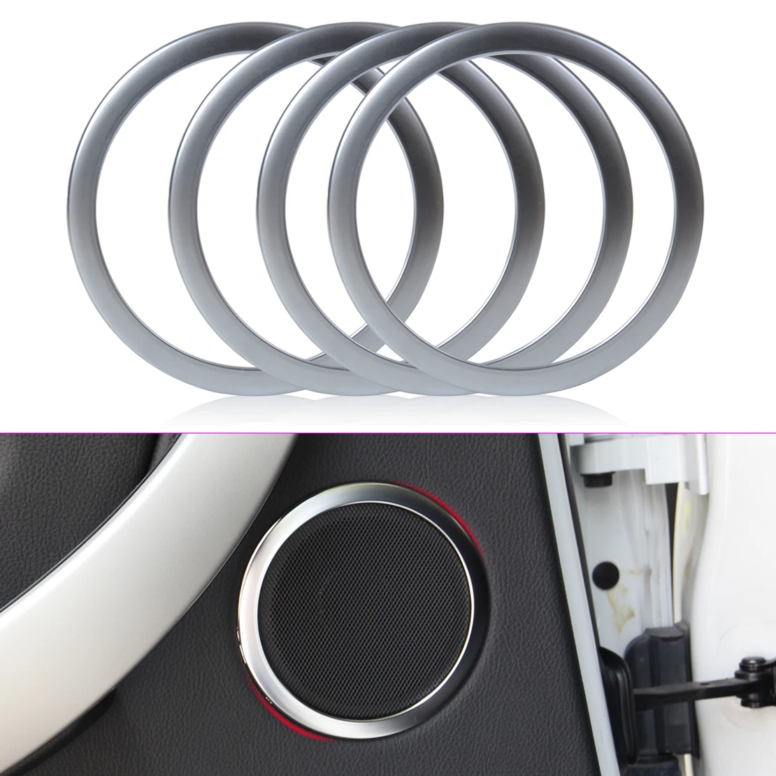 

beler 4x Interior Door Stereo Speaker Sound Trim Cover Decoration Ring For BMW 3 Series F30 F34 4-Door Sedan 2012 2013 2014 2015