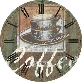 

Clock coffee icon 5d diamond painting cross stitch full square diy 3d diamond mosaic full round wall clock home decoration