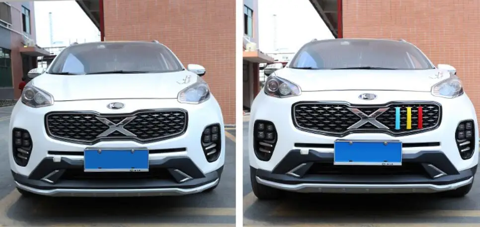 ABS Три цвета передний бампер решетка отделка полоски наклейки 3 шт. для Kia Sportage 1,6 T