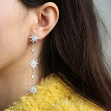 Новинка! Женские изысканные серьги с кристаллами в виде снежинок, длинные серьги в Корейском стиле, романтические ювелирные изделия