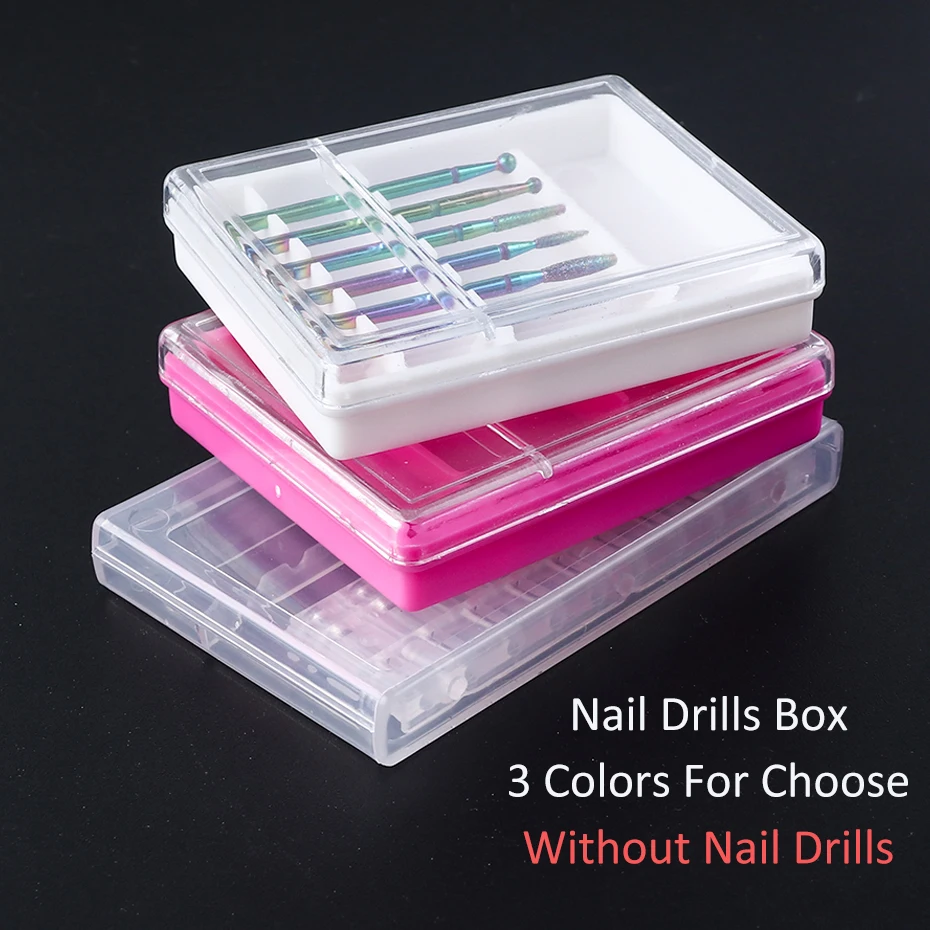 6/10 Holes Acrylic Nail Drill Bits Storage Box Clear Empty Holder Display Nail Files Container Case Manicure Accessories SA2000