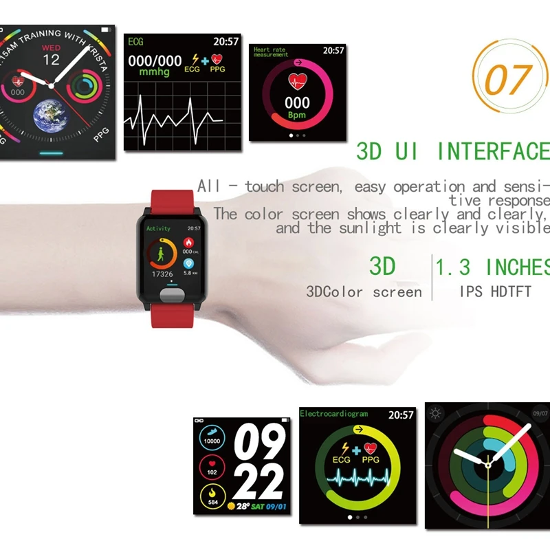 E04 водонепроницаемые умные часы ЭКГ кровяное давление монитор сердечного ритма фитнес-трекер Смарт-браслет для Ios Android