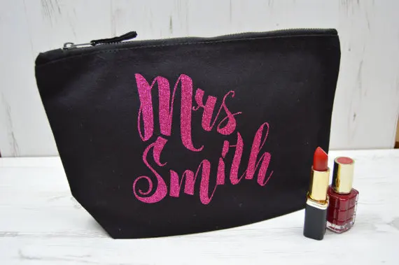 

customize MRS wedding bridesmaid bride Make Up makeup comestic Canvas Bags Bridal Party Bags toiletry zipper pouches gifts