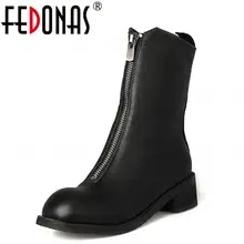 FEDONAS Brand font b Women b font 100 Sheepskin Mid calf font b Shoes b font