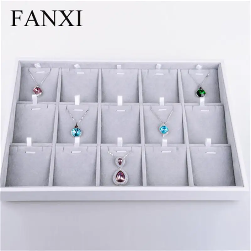 FANXI Роскошные серебристо серые ювелирные изделия Дисплей лоток серьги кольцо