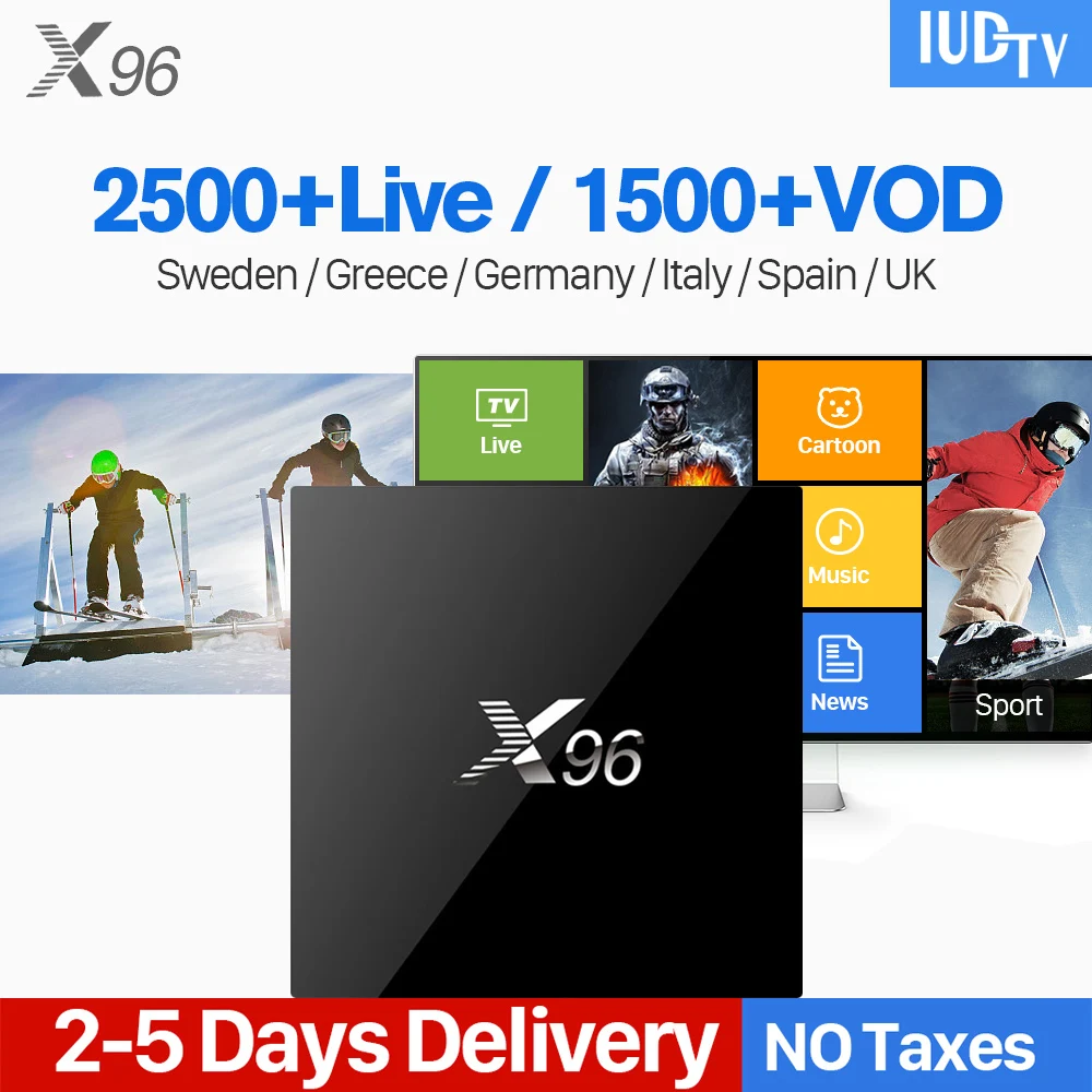 

X96 Europe Sweden Spain IPTV Box Android S905X 2G/16G HD IPTV IUDTV 1 Year Germany Spain Italy Greek UK IPTV Nordic 4K IP TV