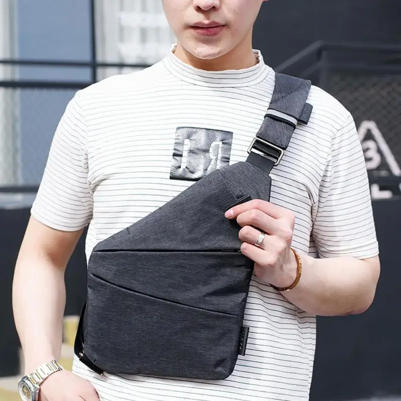 

Digital Storage Bag Men's Canvas Chest Bag Messenger Pocket Multi-function Personal Body Single Shoulder Anti-theft Bag