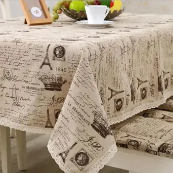 

New Arrival Table Cloth Continental Tower Letters Printed High Quality Lace Universal Tablecloth Decorative Table Cover Hot Sale