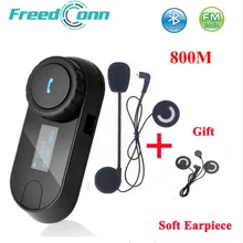 Freedconn TCOM-SC Helmet Bluetooth Interphone Motorcycle Headset Intercom with LCD Screen +FM Radio Helmet Intercom+Soft Earphon ohanee new version bluetooth motorcycle interphone headset helmet intercom lcd screen with fm radio soft earpiece