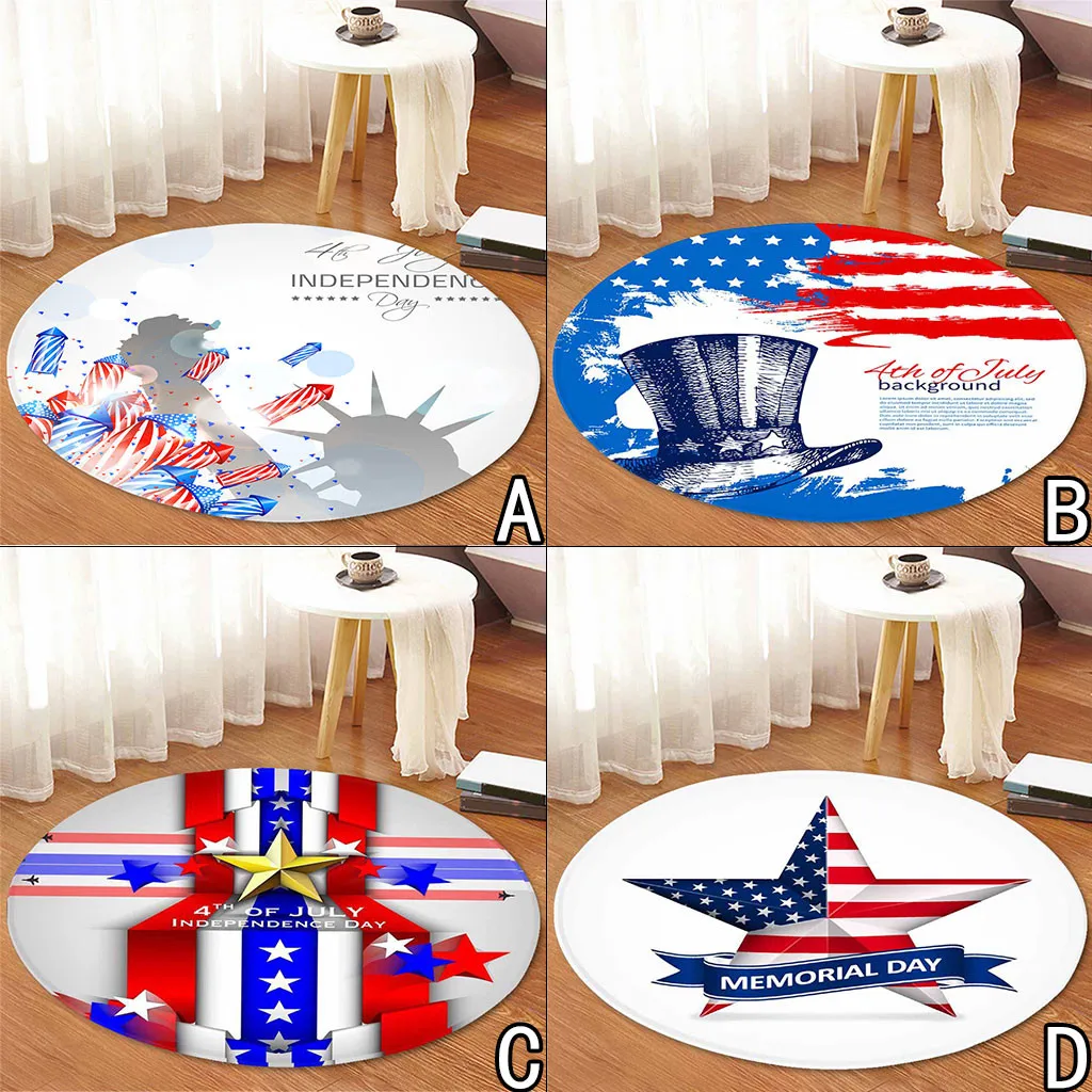 ISHOWTIENDA День Независимости узор Круглый фланелевый коврик для ванной комнаты коврик для ног коврик 60 см