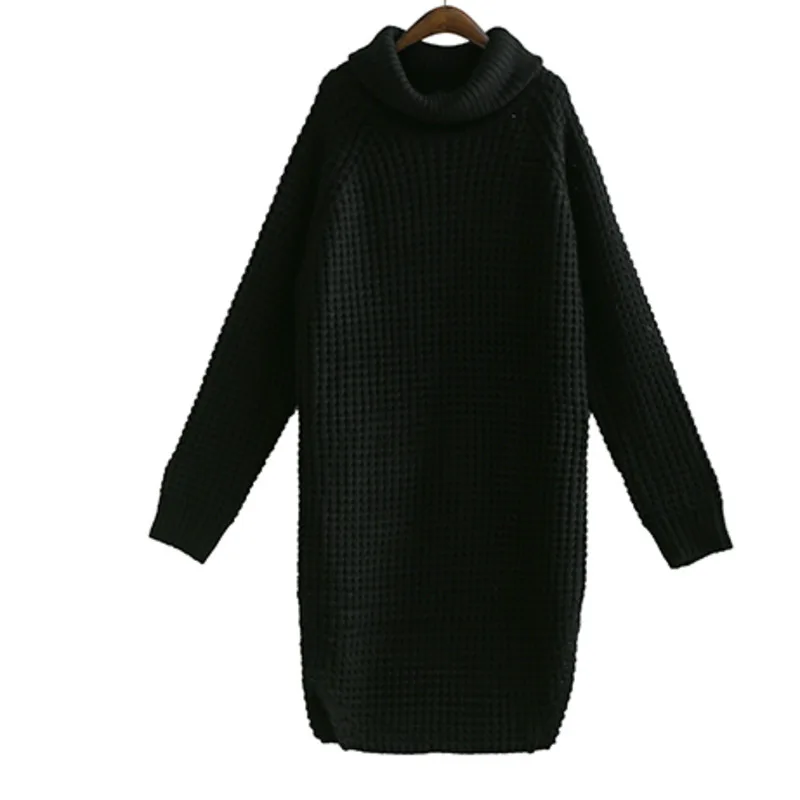 [EAM] 2019 New Spring Fashion Big Size Long Sleeve Turtleneck Knitting Thicken Casual Solid Split Sweater Woman BL811