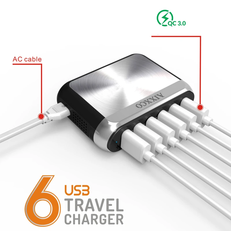 [6 портов] AIXXCO 6A QC3.0 Быстрая зарядка 3 0 USB зарядное устройство для Xiaomi LG G5 телефона