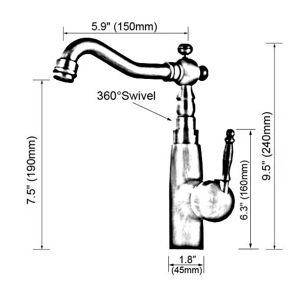 Kitchen Wet Bar Bathroom Vessel Sink Faucet Black Oil Rubbed Bronze One Handle Swivel Spout Mixer Tap Single Hole mnf374